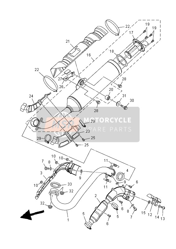 Yamaha YFM700FWAD (LGB) GRIZZLY 4x4 2014 Échappement pour un 2014 Yamaha YFM700FWAD (LGB) GRIZZLY 4x4