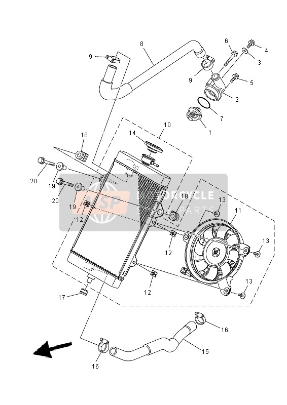 Yamaha YFM700R 2014 Termosifone & Tubo per un 2014 Yamaha YFM700R