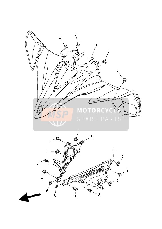 1TDF15130000, Staffa Parafango Ant, Yamaha, 0