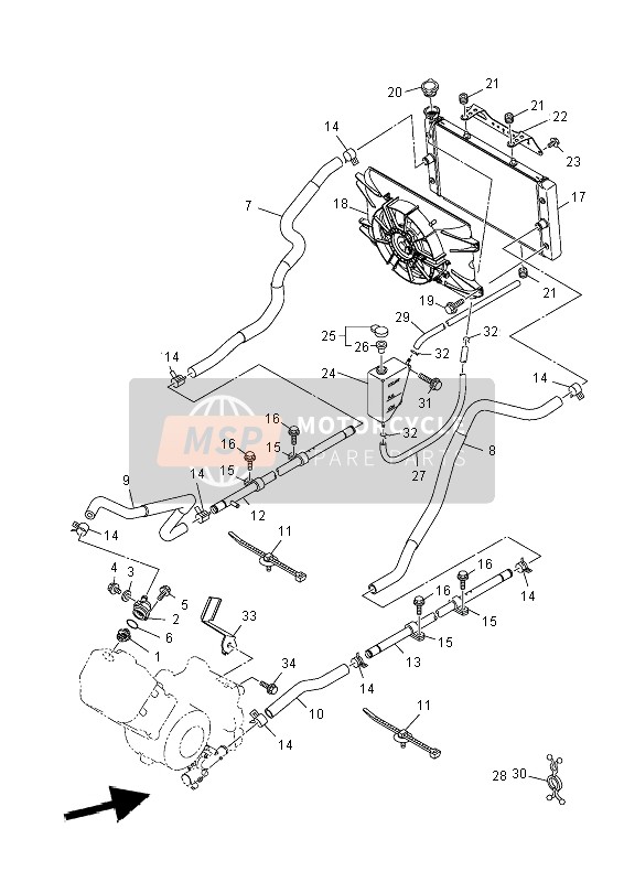 904611280000, Fascetta C/fori Di Fermo, Yamaha, 1