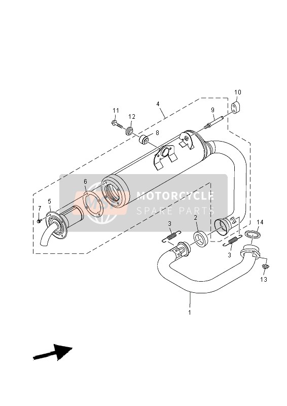 1XDE47100200, Muffler Assy 1, Yamaha, 0