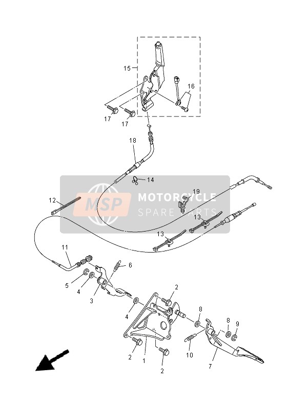 Yamaha YXM700E YAMAHA BLACK 2014 Cable de pedal para un 2014 Yamaha YXM700E YAMAHA BLACK