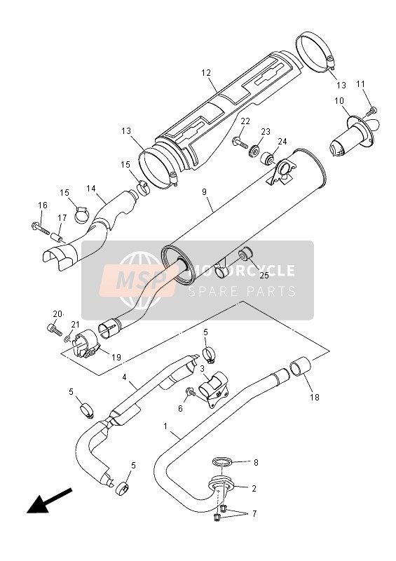 Yamaha YFM350FWA GRIZZLY 4x4 2015 Exhaust for a 2015 Yamaha YFM350FWA GRIZZLY 4x4