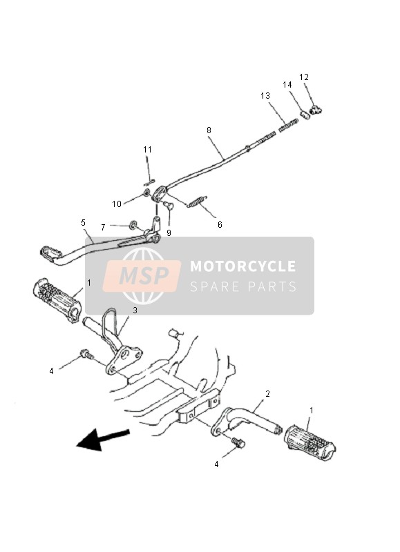 Yamaha YFM80 BADGER 2000 Supporter & Repose Pieds pour un 2000 Yamaha YFM80 BADGER