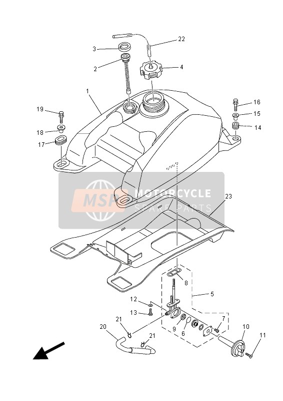 Yamaha YFM450FWA GRIZZLY 4x4 2015 Depósito de combustible para un 2015 Yamaha YFM450FWA GRIZZLY 4x4