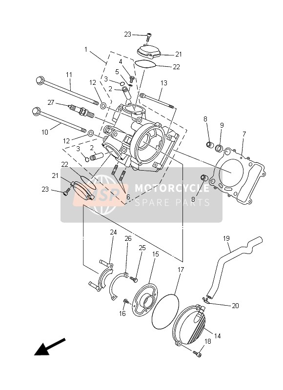 Yamaha YFM450FWAD IRS GRIZZLY 4x4 2015 Cylinder Head for a 2015 Yamaha YFM450FWAD IRS GRIZZLY 4x4