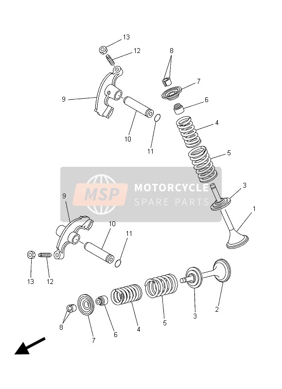 Yamaha YFM450FWAD IRS GRIZZLY 4x4 YAMAHA BLACK 2015 Valvola per un 2015 Yamaha YFM450FWAD IRS GRIZZLY 4x4 YAMAHA BLACK