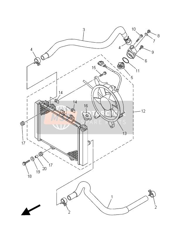 Yamaha YFM550FWAD YAMAHA BLACK 2015 Termosifone & Tubo per un 2015 Yamaha YFM550FWAD YAMAHA BLACK