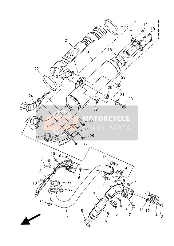 Yamaha YFM700FWAD GRIZZLY EPS 2015 Exhaust for a 2015 Yamaha YFM700FWAD GRIZZLY EPS