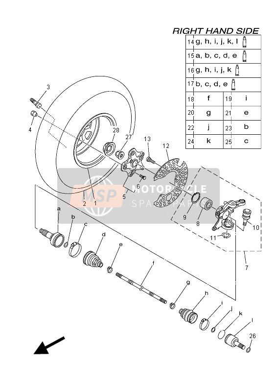 Yamaha YFM700FWAD GRIZZLY EPS 2015 Ruota anteriore 2 per un 2015 Yamaha YFM700FWAD GRIZZLY EPS