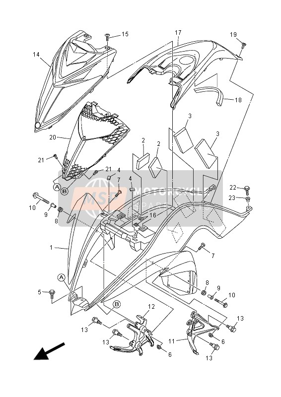 Yamaha YFM700R 2015 Garde-boue avant pour un 2015 Yamaha YFM700R