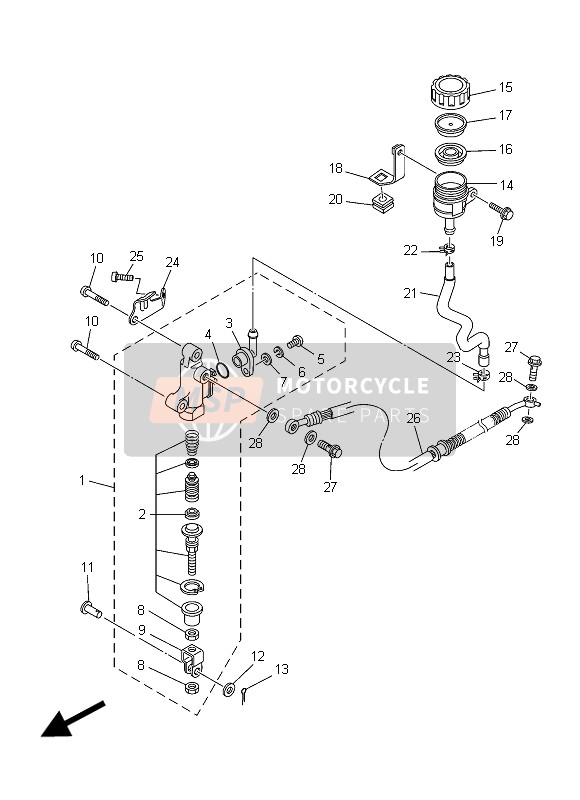 Yamaha YFM700R 2015 Rear Master Cylinder for a 2015 Yamaha YFM700R