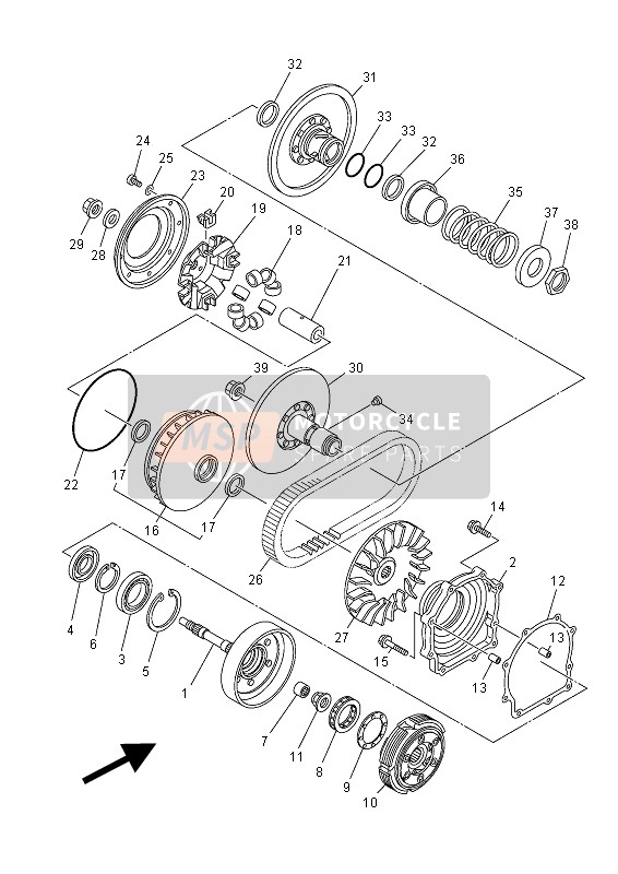 2PG176700000, Gruppo Puleggia Secondaria, Yamaha, 0