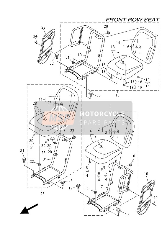 2PGF749A0000, Seat 3, Yamaha, 1