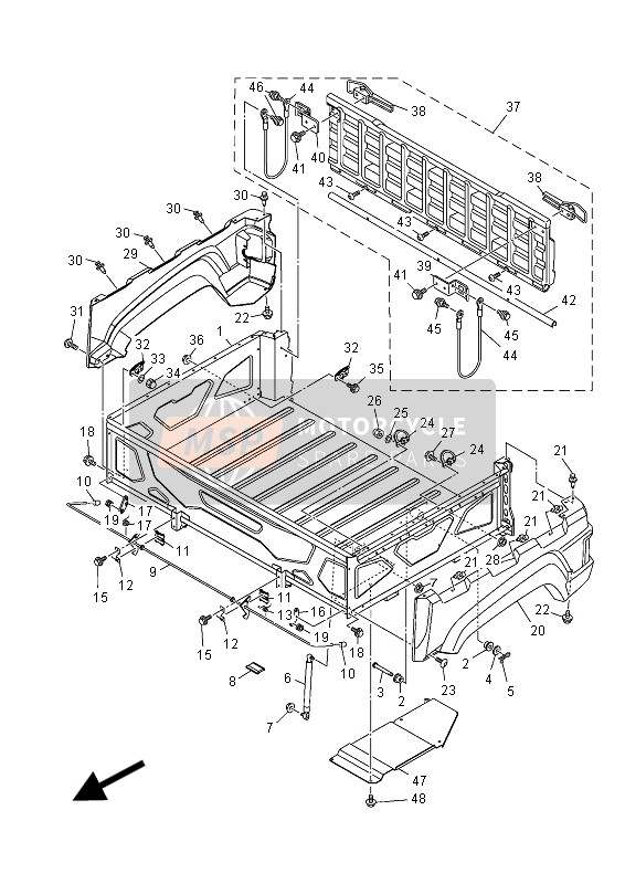 1XDF463F0000, Scharnier 2, Yamaha, 1