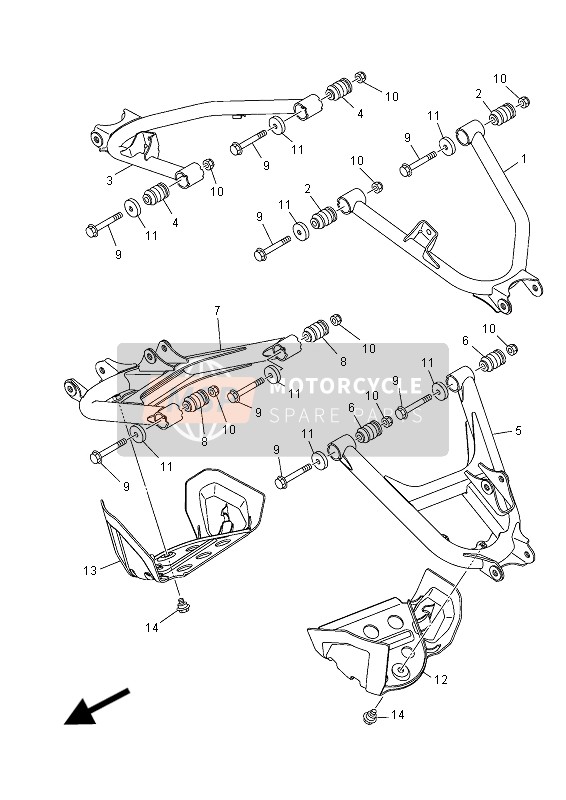 Yamaha YXM700ES VIKING 2015 Rear Arm for a 2015 Yamaha YXM700ES VIKING