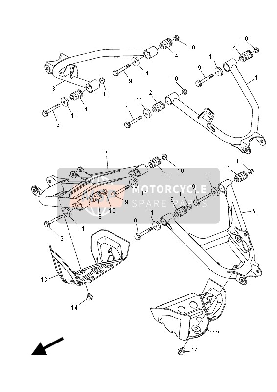 Yamaha YXM700ES VIKING 2015 Achterarm voor een 2015 Yamaha YXM700ES VIKING