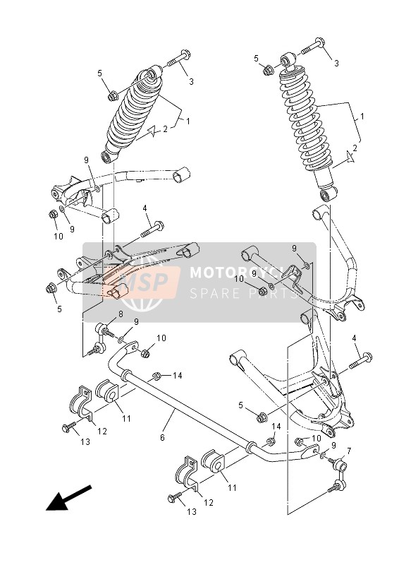 Yamaha YXM700ES VIKING 2015 Sospensione posteriore per un 2015 Yamaha YXM700ES VIKING