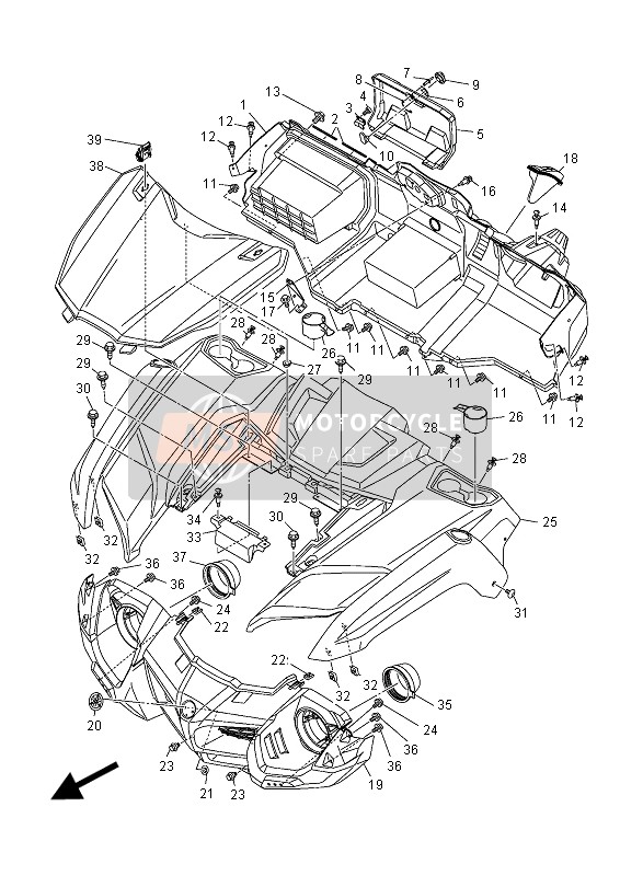 1XDF197A0000, Capot Complet 3, Yamaha, 1