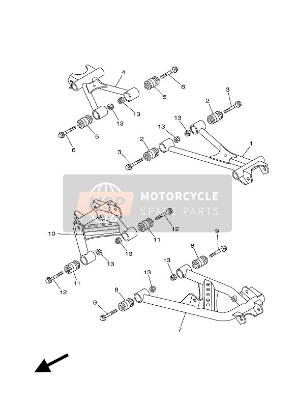 Yamaha YFM450FWA GRIZZLY 4x4 2016 Bras arrière pour un 2016 Yamaha YFM450FWA GRIZZLY 4x4