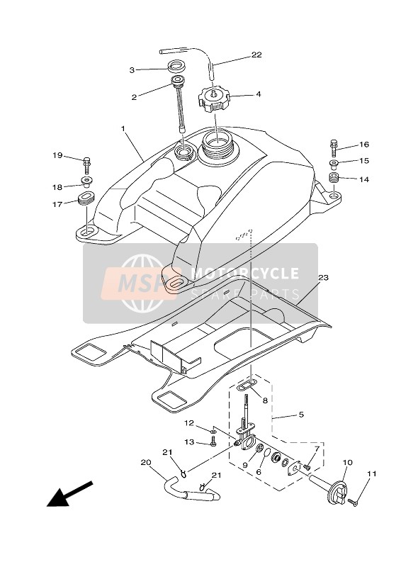 Yamaha YFM450FWA GRIZZLY 4x4 2016 Serbatoio di carburante per un 2016 Yamaha YFM450FWA GRIZZLY 4x4