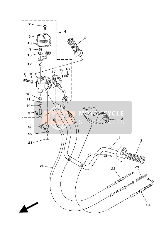 Yamaha YFM450FWAD IRS GRIZZLY 4x4 2016 Manija de dirección & Cable para un 2016 Yamaha YFM450FWAD IRS GRIZZLY 4x4