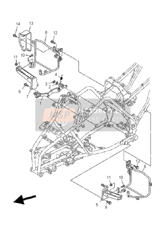 Yamaha YFM660R 2002 Estar & Reposapiés para un 2002 Yamaha YFM660R