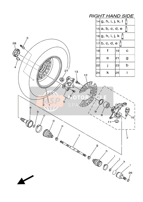 Yamaha YFM700FWAD GRIZZLY EPS SE 2016 Ruota anteriore 2 per un 2016 Yamaha YFM700FWAD GRIZZLY EPS SE