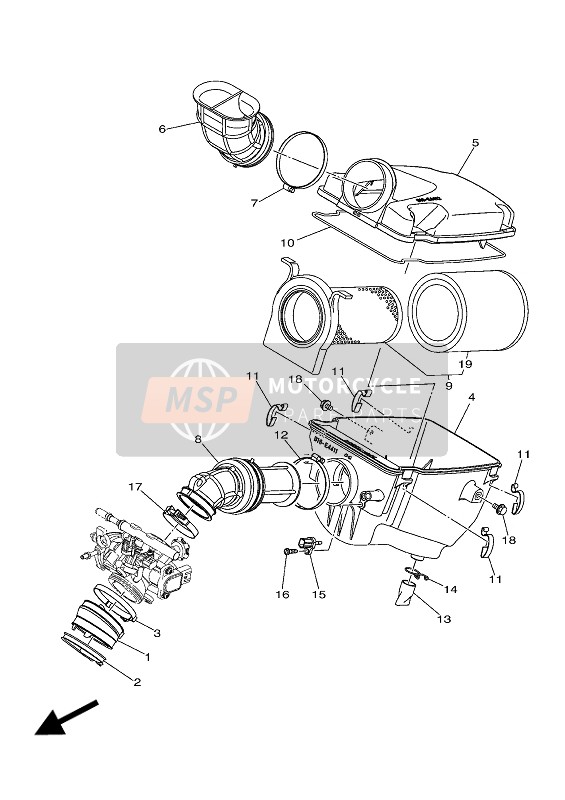 Yamaha YFM700FWA GRIZZLY 4x4 2016 Intake for a 2016 Yamaha YFM700FWA GRIZZLY 4x4