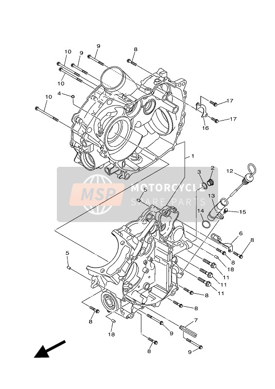 Yamaha YFM700FWA GRIZZLY 4x4 2016 Crankcase for a 2016 Yamaha YFM700FWA GRIZZLY 4x4