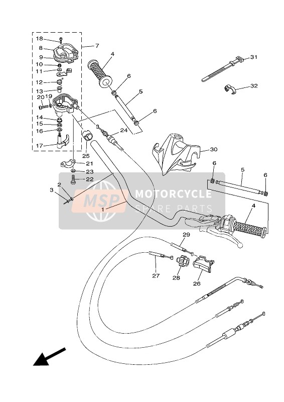 Yamaha YFZ450R 2016 Manija de dirección & Cable para un 2016 Yamaha YFZ450R