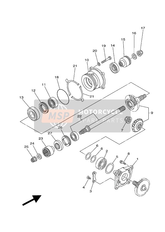 Yamaha YXC700E 2016 Engrenage d'entraînement moyen pour un 2016 Yamaha YXC700E