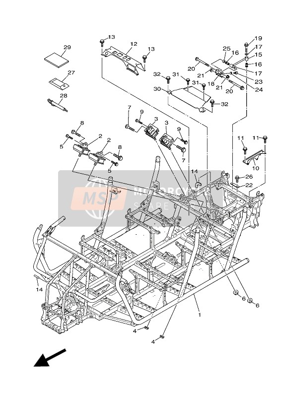 B42F13150200, Stutze, Motor 2, Yamaha, 0