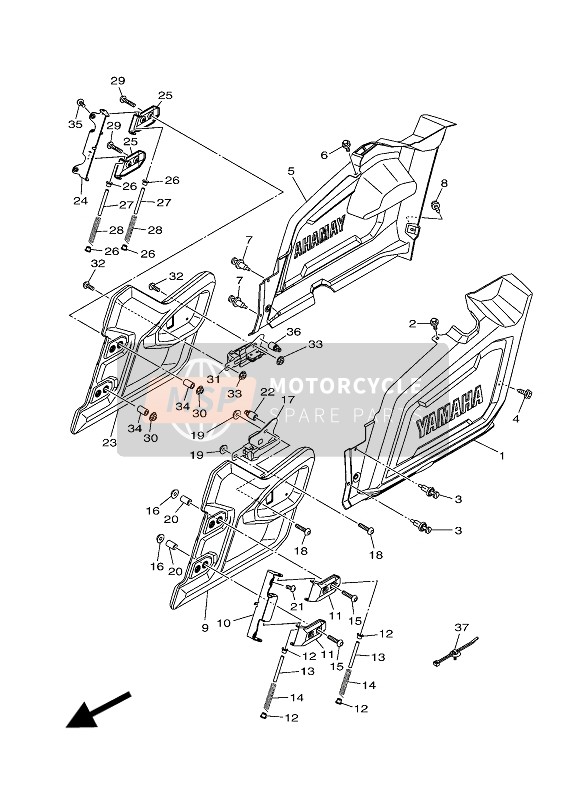 2MBK71710000, Corps,  Loquet 1, Yamaha, 1