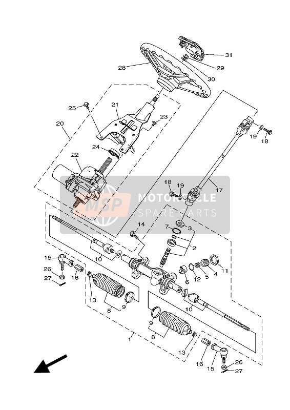 2MB238130000, Column, Steering 2, Yamaha, 0