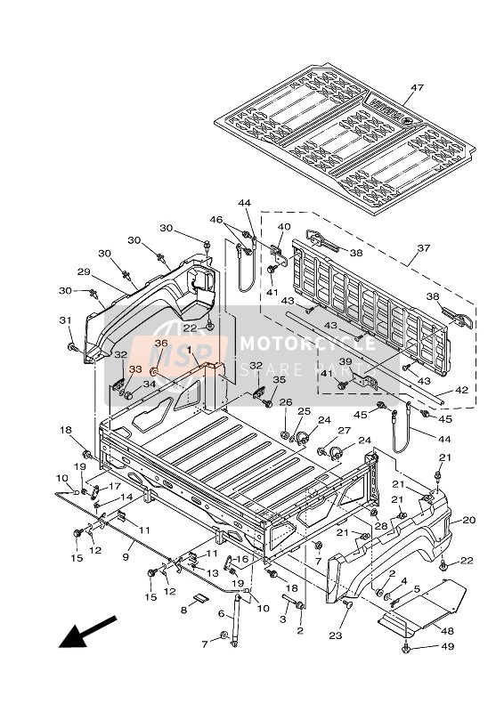 1XDK82410100, Mat, Rear Floor, Yamaha, 2