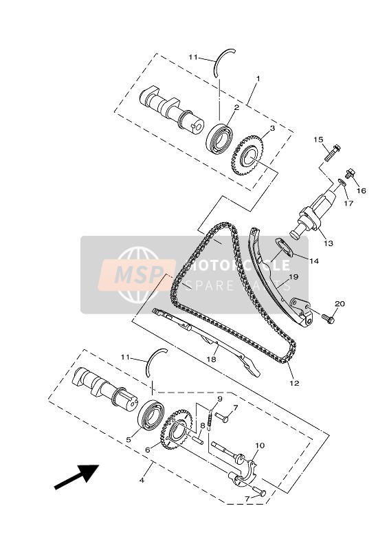 Yamaha YXE700E 2016 Nokkenas & Ketting voor een 2016 Yamaha YXE700E