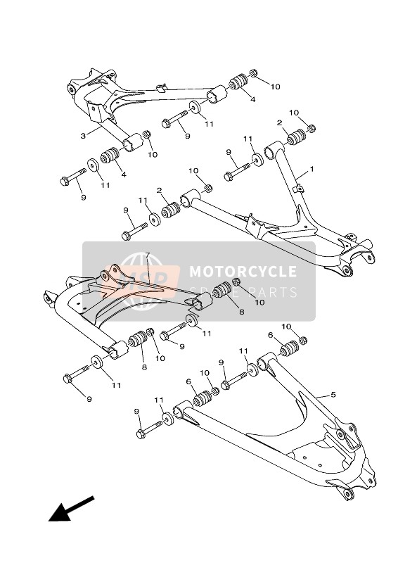 2MBF21710000, Bras,  Arriere 1, Yamaha, 0