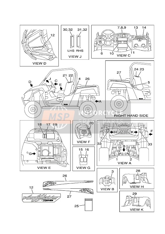 Yamaha YXE700E 2016 Emblem & Label 1 for a 2016 Yamaha YXE700E