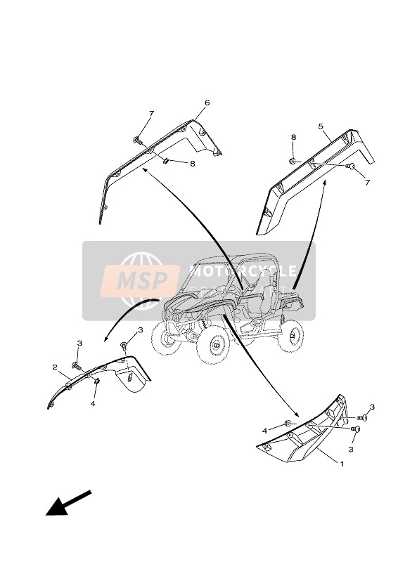 2MBF15550000, Parte, Superiore Parafango 2, Yamaha, 0