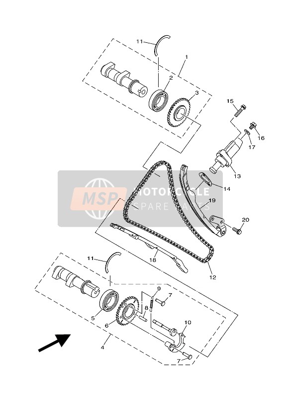 Yamaha YXE700ES 2016 Nokkenas & Ketting voor een 2016 Yamaha YXE700ES