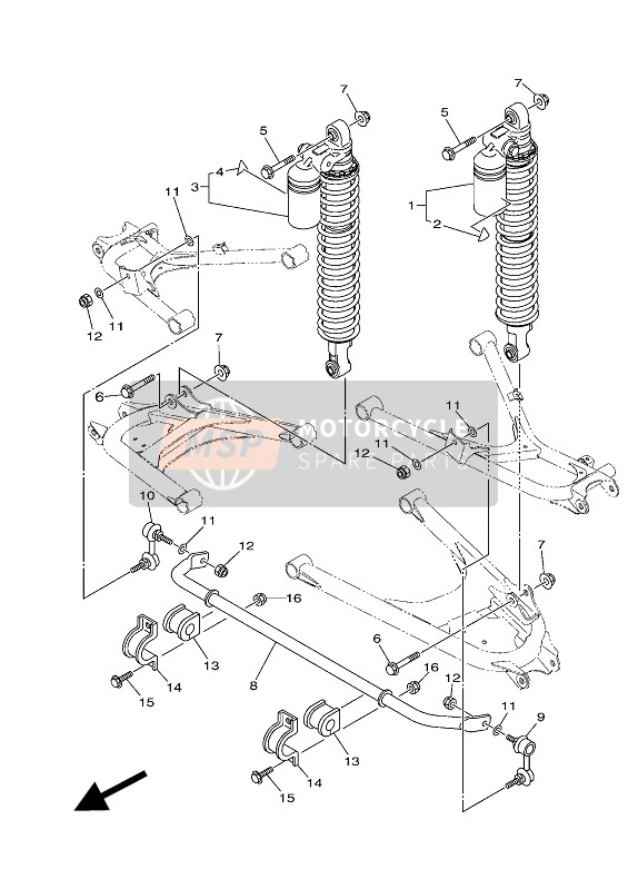 2MBF220U5000, Rr. Shock Absorber, Yamaha, 0