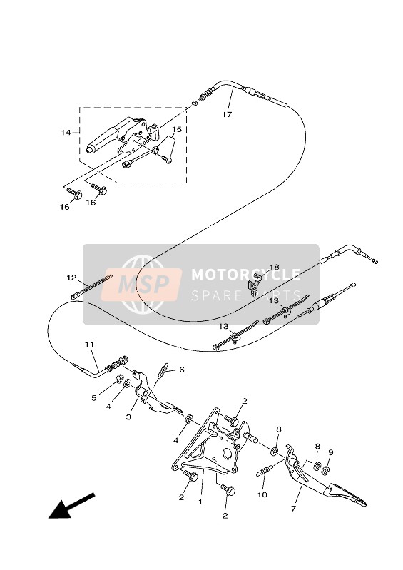 Yamaha YXE700ES 2016 Pedaal Draad voor een 2016 Yamaha YXE700ES