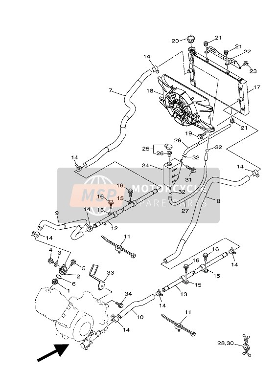 Yamaha YXM700E 2016 Radiador & Manguera para un 2016 Yamaha YXM700E