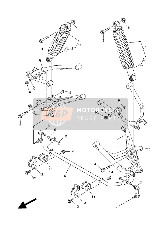 Yamaha YXM700E 2016 Suspension arrière pour un 2016 Yamaha YXM700E