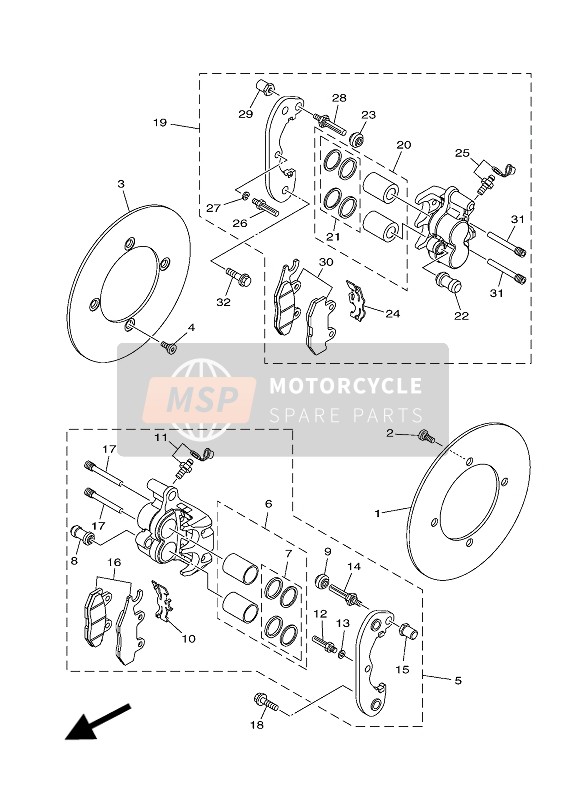 Yamaha YXM700ES 2016 Rear Brake Caliper for a 2016 Yamaha YXM700ES