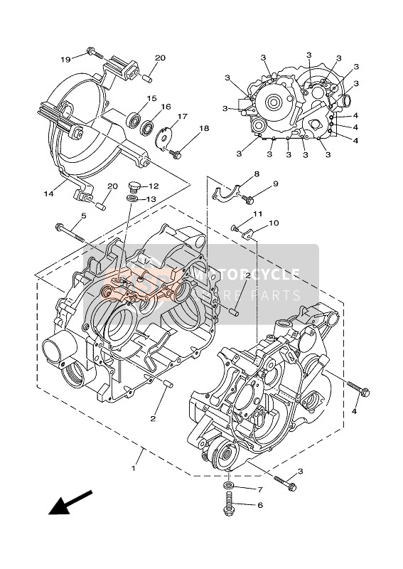 Yamaha YFM350A GRIZZLY 2WD 2017 Crankcase for a 2017 Yamaha YFM350A GRIZZLY 2WD