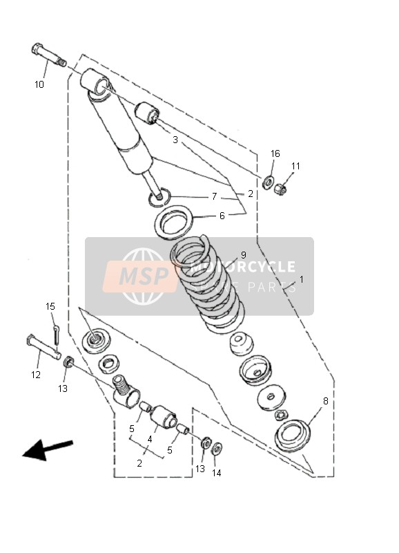 Yamaha YFS200 BLASTER 2002 Suspensión trasera para un 2002 Yamaha YFS200 BLASTER