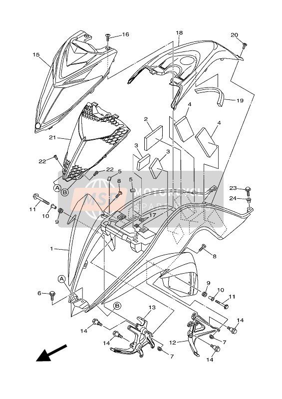 1PEF33913000, Pannello, Frontale, Yamaha, 1