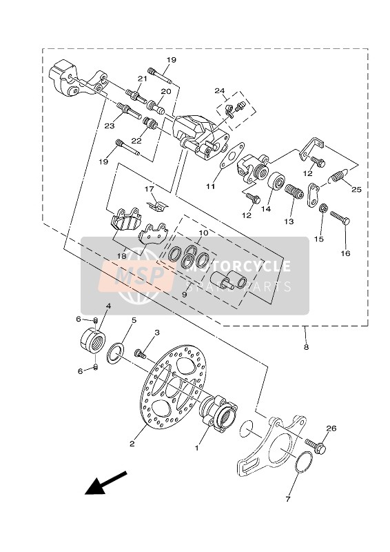 Yamaha YFM700R RAPTOR 700R SE2 2017 Rear Brake Caliper for a 2017 Yamaha YFM700R RAPTOR 700R SE2